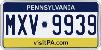 PA license plate MXV9939