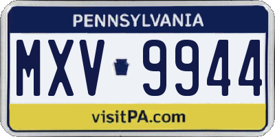 PA license plate MXV9944