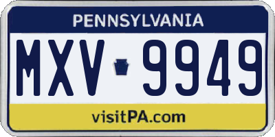 PA license plate MXV9949