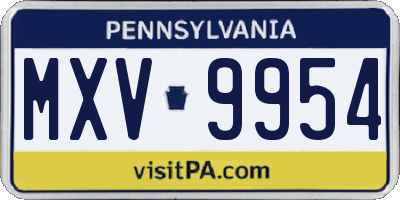 PA license plate MXV9954