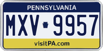 PA license plate MXV9957