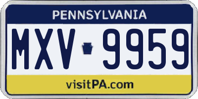 PA license plate MXV9959