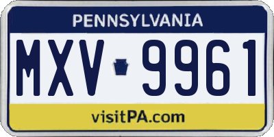 PA license plate MXV9961