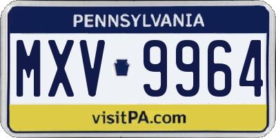PA license plate MXV9964