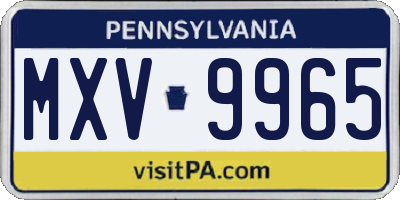 PA license plate MXV9965
