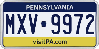 PA license plate MXV9972