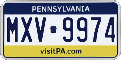 PA license plate MXV9974