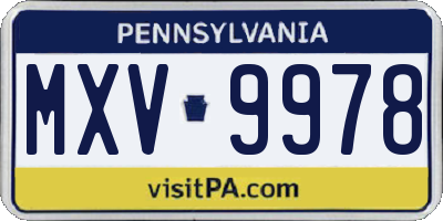 PA license plate MXV9978