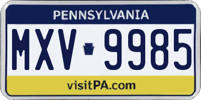 PA license plate MXV9985