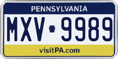 PA license plate MXV9989