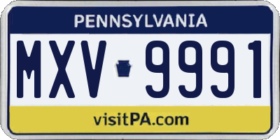 PA license plate MXV9991