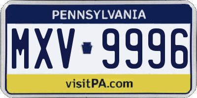 PA license plate MXV9996