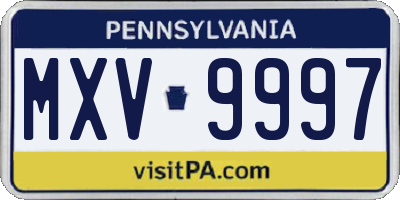 PA license plate MXV9997