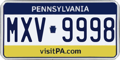 PA license plate MXV9998