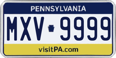 PA license plate MXV9999