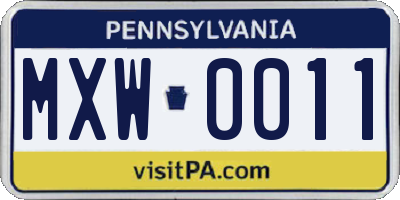 PA license plate MXW0011