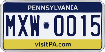PA license plate MXW0015