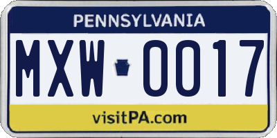 PA license plate MXW0017
