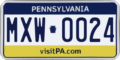 PA license plate MXW0024