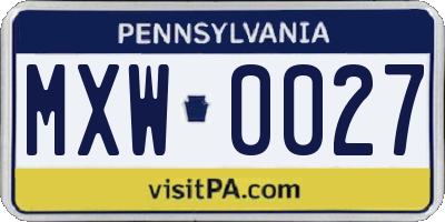 PA license plate MXW0027