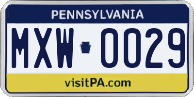 PA license plate MXW0029