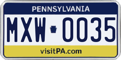 PA license plate MXW0035