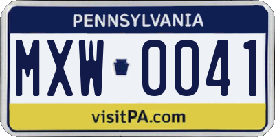 PA license plate MXW0041