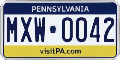 PA license plate MXW0042