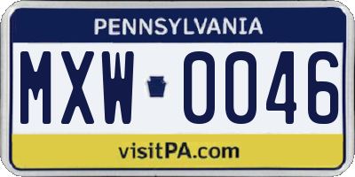 PA license plate MXW0046