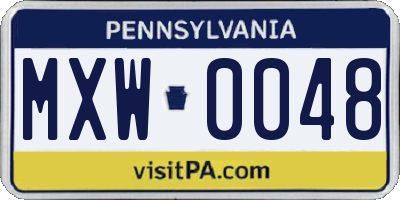 PA license plate MXW0048