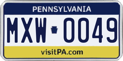 PA license plate MXW0049