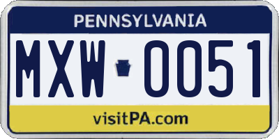 PA license plate MXW0051