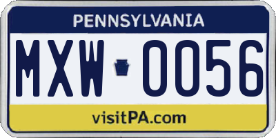 PA license plate MXW0056