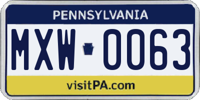 PA license plate MXW0063