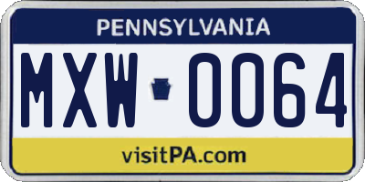 PA license plate MXW0064