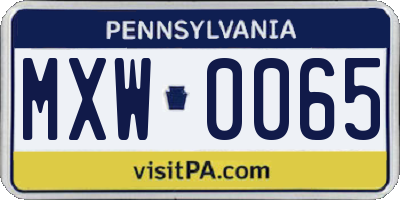 PA license plate MXW0065