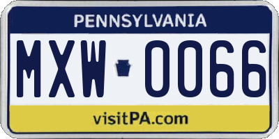 PA license plate MXW0066