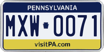 PA license plate MXW0071