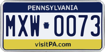 PA license plate MXW0073