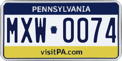 PA license plate MXW0074