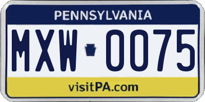 PA license plate MXW0075