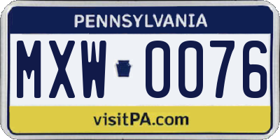 PA license plate MXW0076