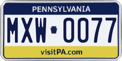 PA license plate MXW0077