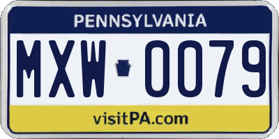PA license plate MXW0079
