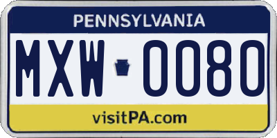 PA license plate MXW0080