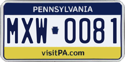 PA license plate MXW0081