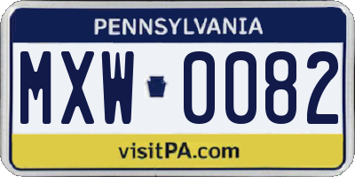 PA license plate MXW0082
