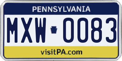 PA license plate MXW0083