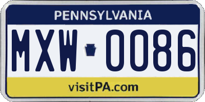 PA license plate MXW0086