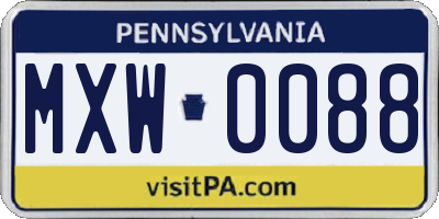 PA license plate MXW0088